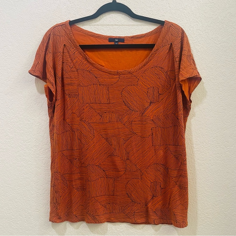 Gap Copper Color Short Sleeve Scoop Neck Rayon top Sz L